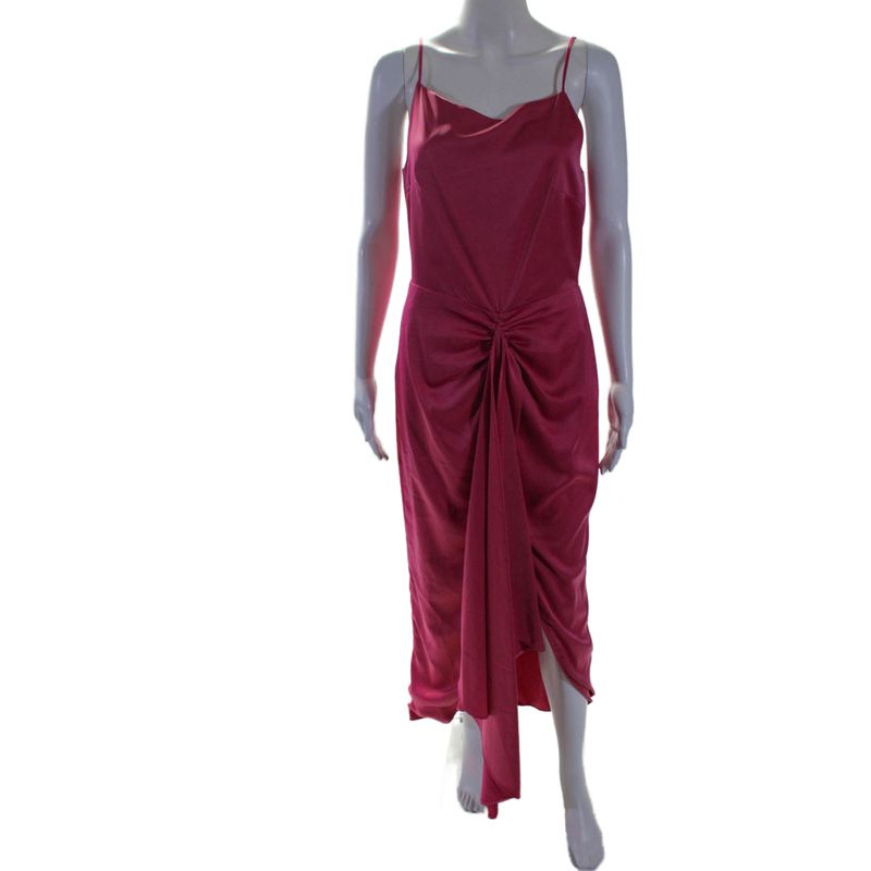 Elle Zeitoune Womens Patrice Draped Satin Dress Pink Size 8 14829453